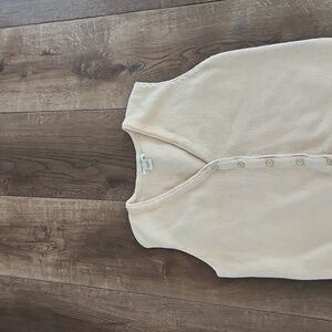 Eddie Bauer Vintage Button Front Sweater Vest Beige